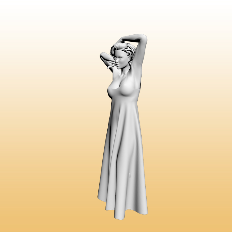 穿长纱裙的性感女孩3D模型人物-0032